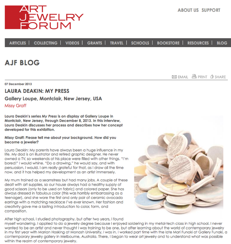 Art Jewelry Forum (AJF) interview